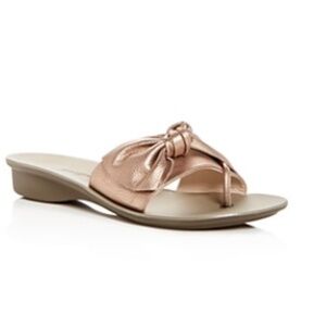 PAUL GREEN Paula Rosewood Metallic Knot Leather Slide Sandals 6.5/9